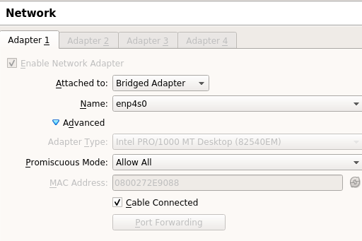 Virtualbox network adapter